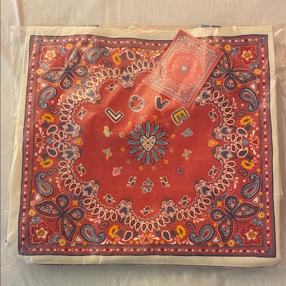 NWT Brighton Red Paisley Bandana Tote